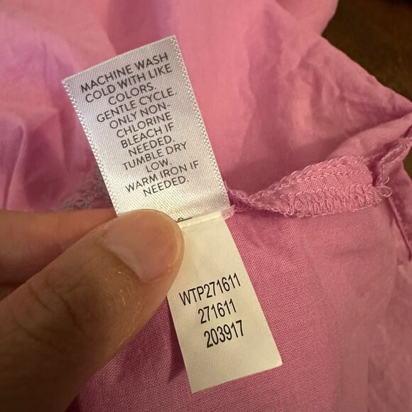 J. JILL Tunic Shirt Camellia Pink Embroidered Cotton Button Up LS Boho - Picture 9 of 12